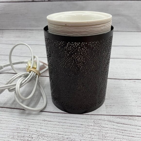 Scentsy Plug In Wax Warmer In White Textured with Light Holes - Picture 3 of 11